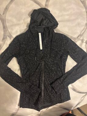 lululemon athletica Black Patterned Hooded Jacket